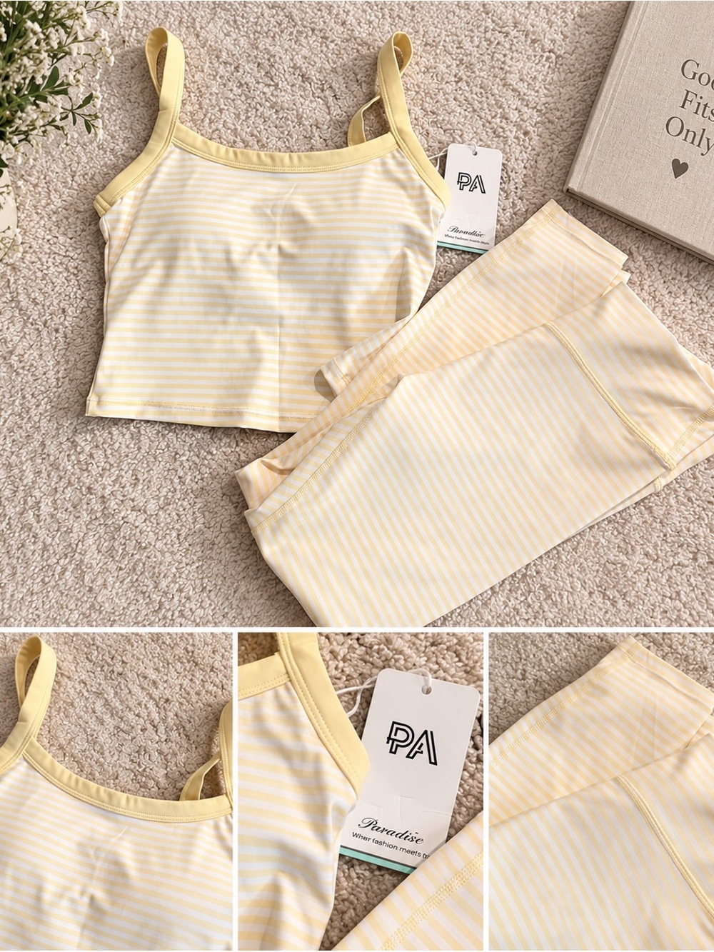 NWT XS Women’s Yellow Stripe Tank & Legging Set